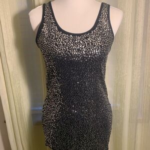 Rue21 Black and Silver Sequin Tank Top